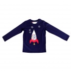 T-Shirt navy mit Applikation Rakete