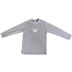 T-Shirt grau mit Applikation Fledermaus