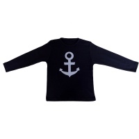 T-Shirt navy mit Applikation Anker