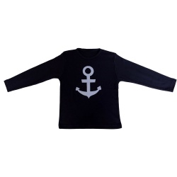 T-Shirt navy mit Applikation Anker