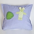 Kissen blau mit Applikation Hase und Igel